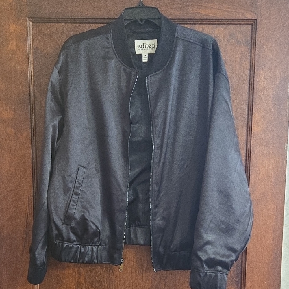 Black Satin Bomber Jacket